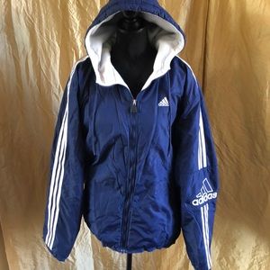 Adidas men’s hooded jacket coat size M fleece line